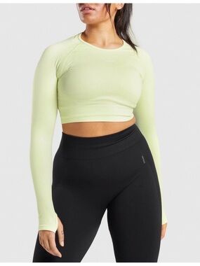 Gymshark Flex Women's Long Sleeve Seamless Crop Top in Light Green